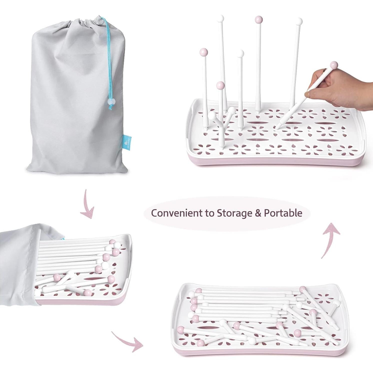 Estante Secador de Biberones Termichy Rosa, Gran Capacidad