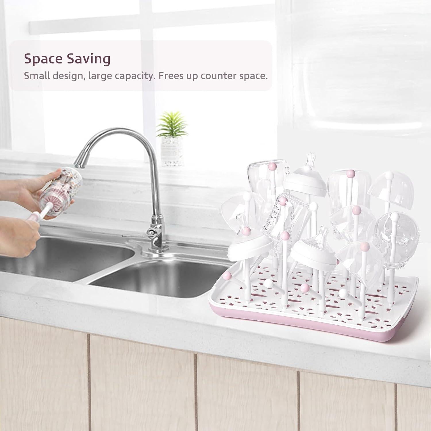 Estante Secador de Biberones Termichy Rosa, Gran Capacidad