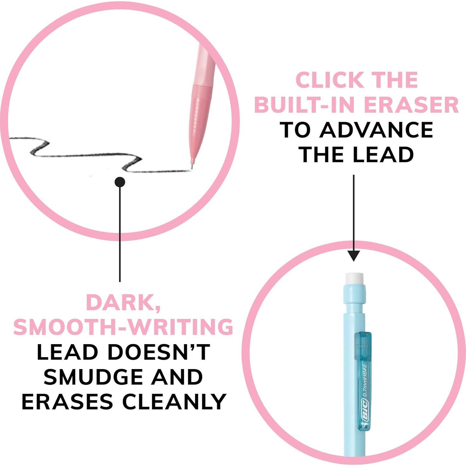 Lápices Mecánicos BIC Xtra-Smooth 0.7mm Pastel Paquete 24