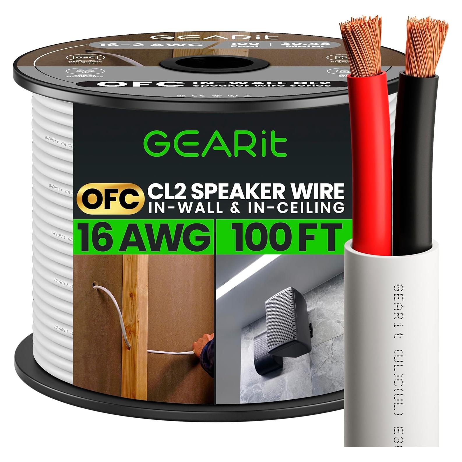 Cable de Altavoz GearIT 16AWG 30m OFC Blanco CL2