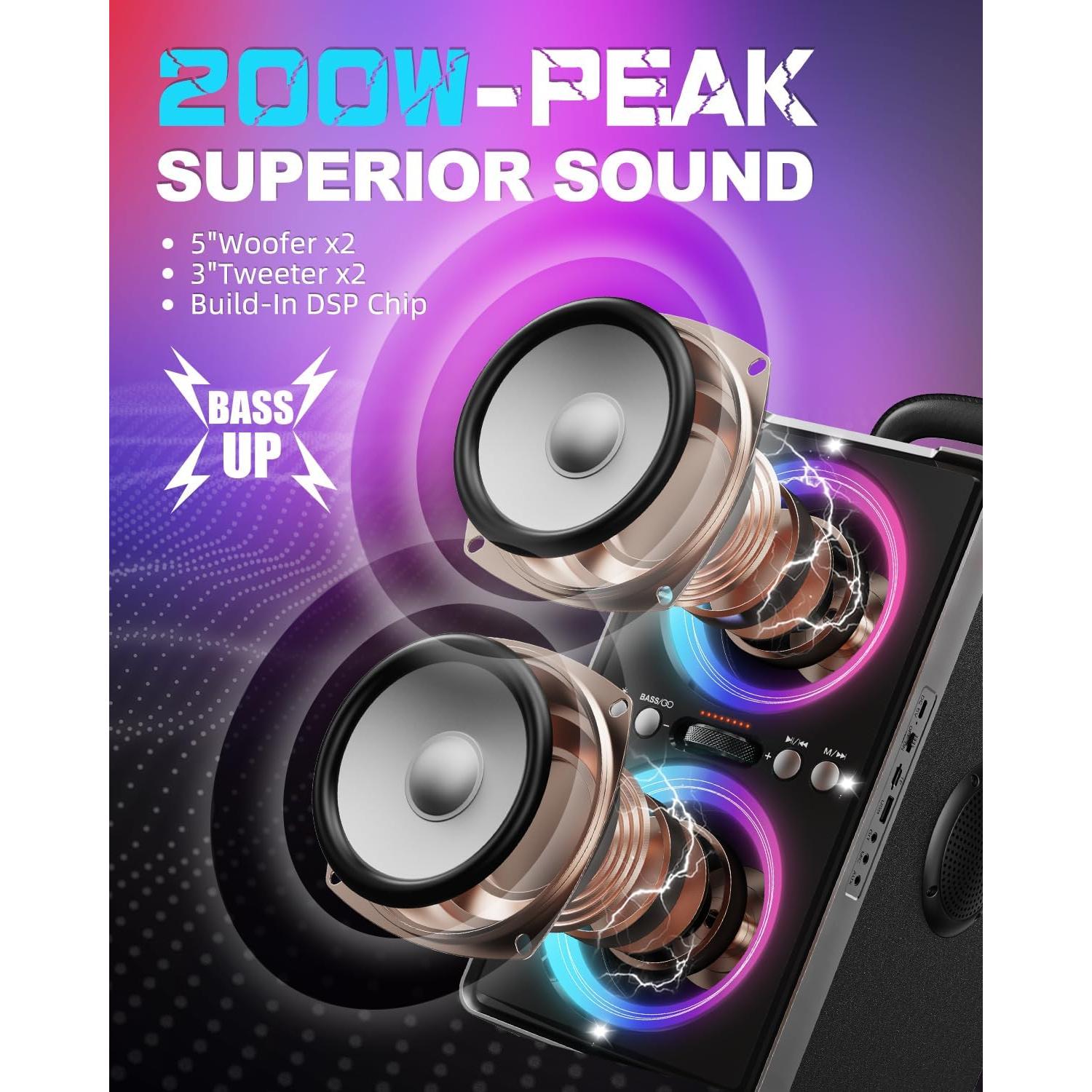 Altavoz Bluetooth YIER BB-05 200W Subwoofer Inalámbrico