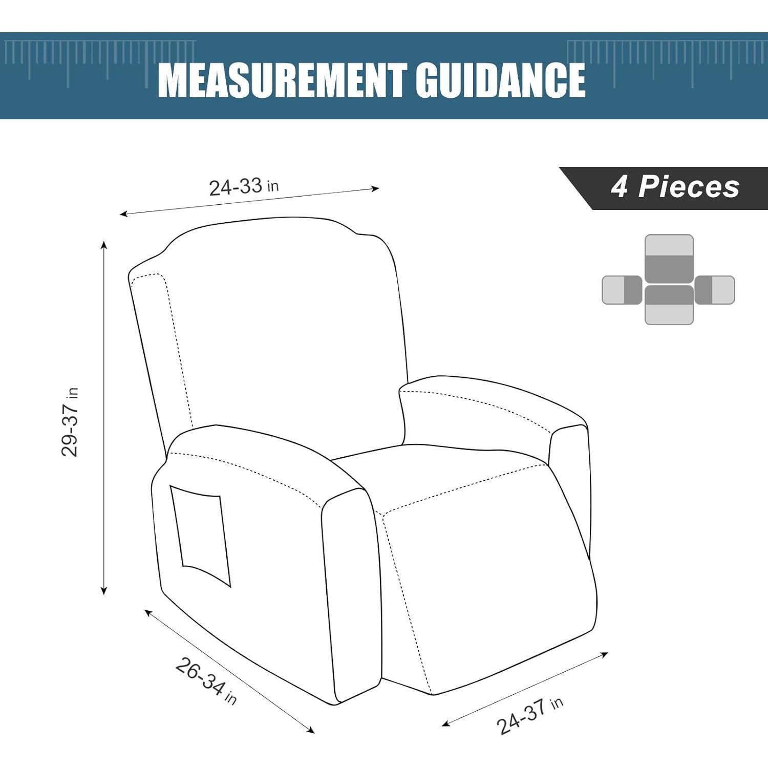 Funda de Sofá Reclinable 4 Piezas YUEANG Beige Lavable