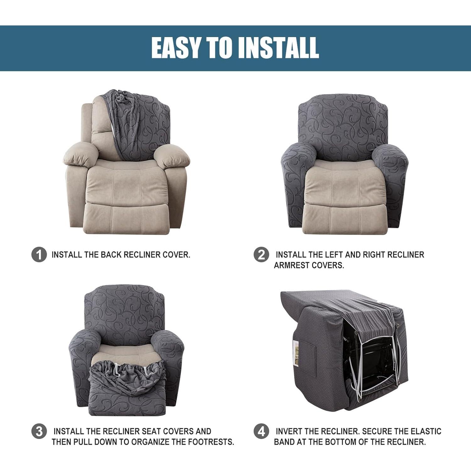 Funda de Sofá Reclinable 4 Piezas YUEANG Beige Lavable