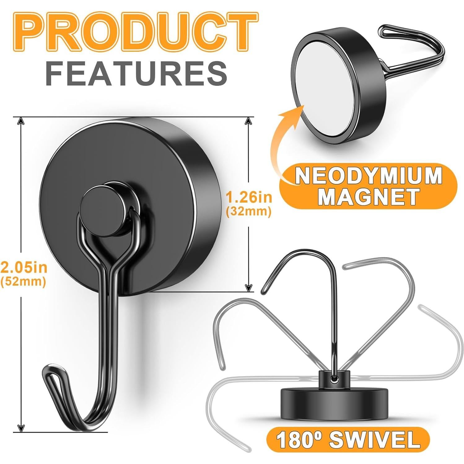 Ganchos Magnéticos VNDUEEY 4 Pack 49.9 kg Acero Inoxidable