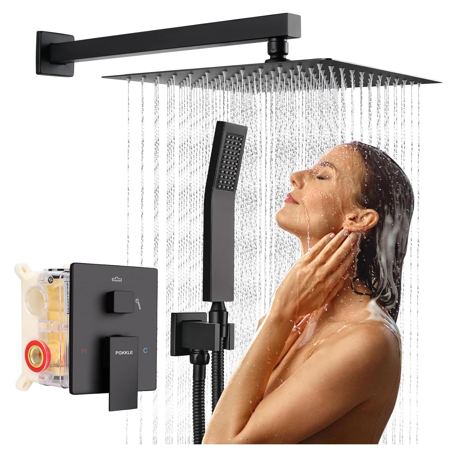 Sistema de Ducha de Lluvia PGKKLE 10" Acero Inoxidable Negro Mate