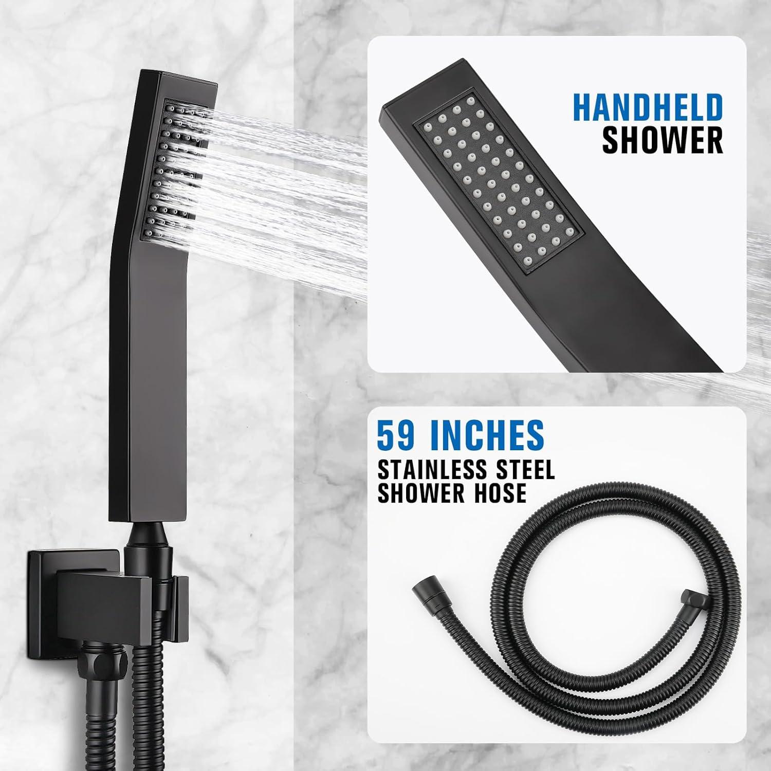 Sistema de Ducha de Lluvia PGKKLE 10" Acero Inoxidable Negro Mate