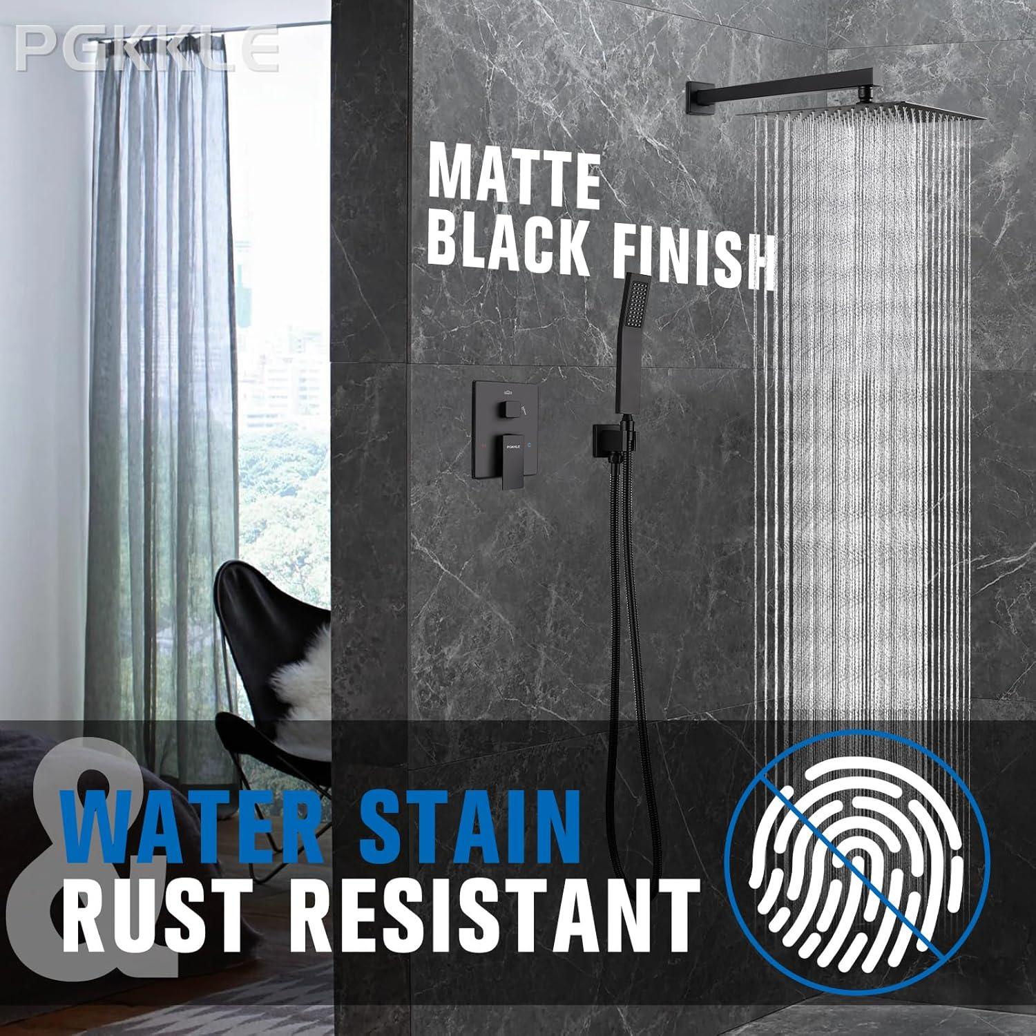 Sistema de Ducha de Lluvia PGKKLE 10" Acero Inoxidable Negro Mate