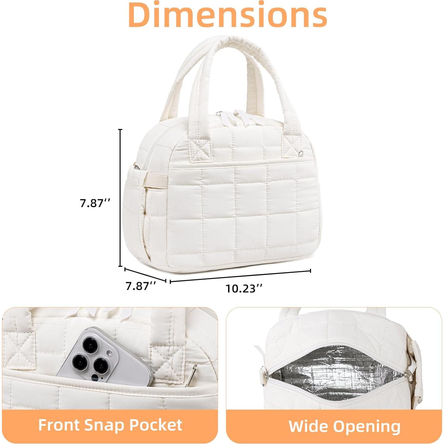 Bolsa de Almuerzo Acolchada LEDAOU Beige 10L con Correa Ajustable