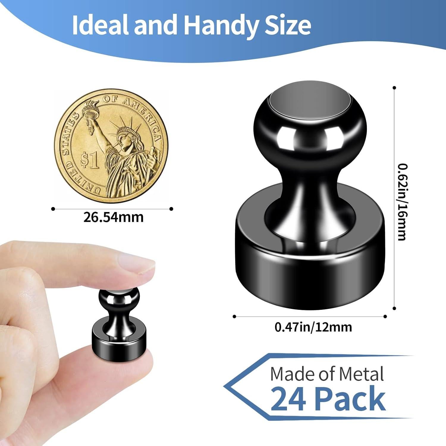 Paquete de 24 imanes de nevera GOOZADA negros fuertes