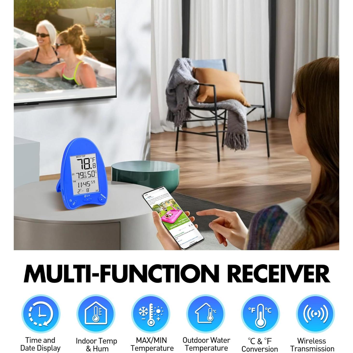 Termómetro de piscina digital solar DeeprBlu SL913_D azul