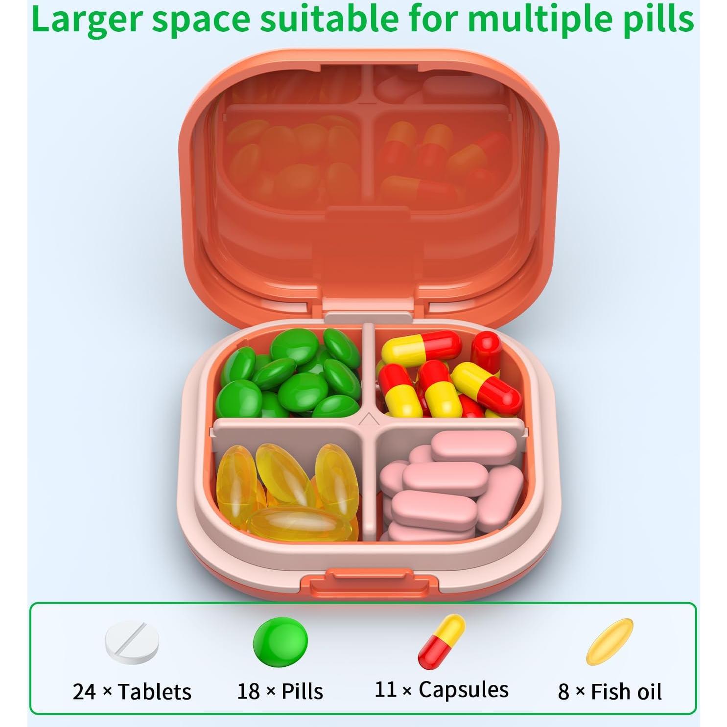 Organizador de Pastillas TecQach Rosa 4 Compartimentos Portátil