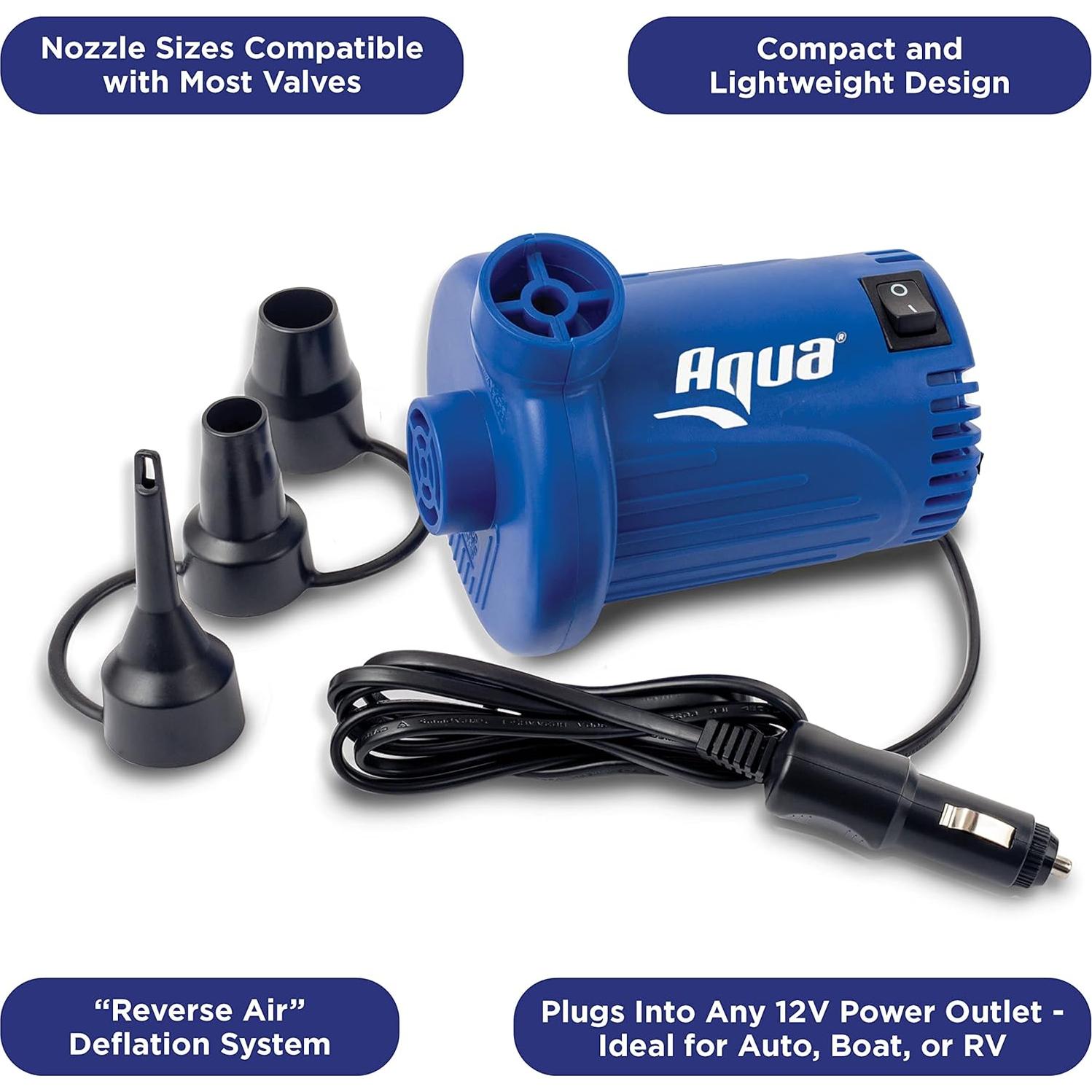 Bomba de Aire Eléctrica Aqua 12V DC - Inflado Rápido
