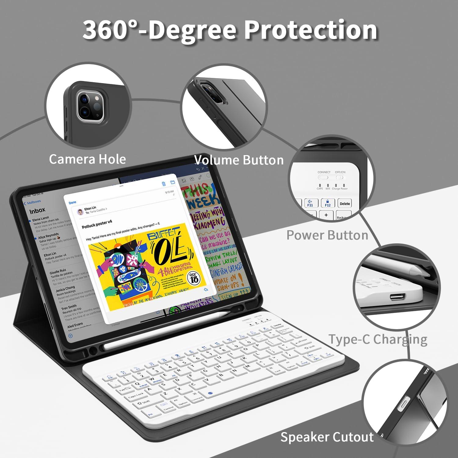 Funda de teclado Bluetooth GKABXY para iPad Pro 11" 2018-2022