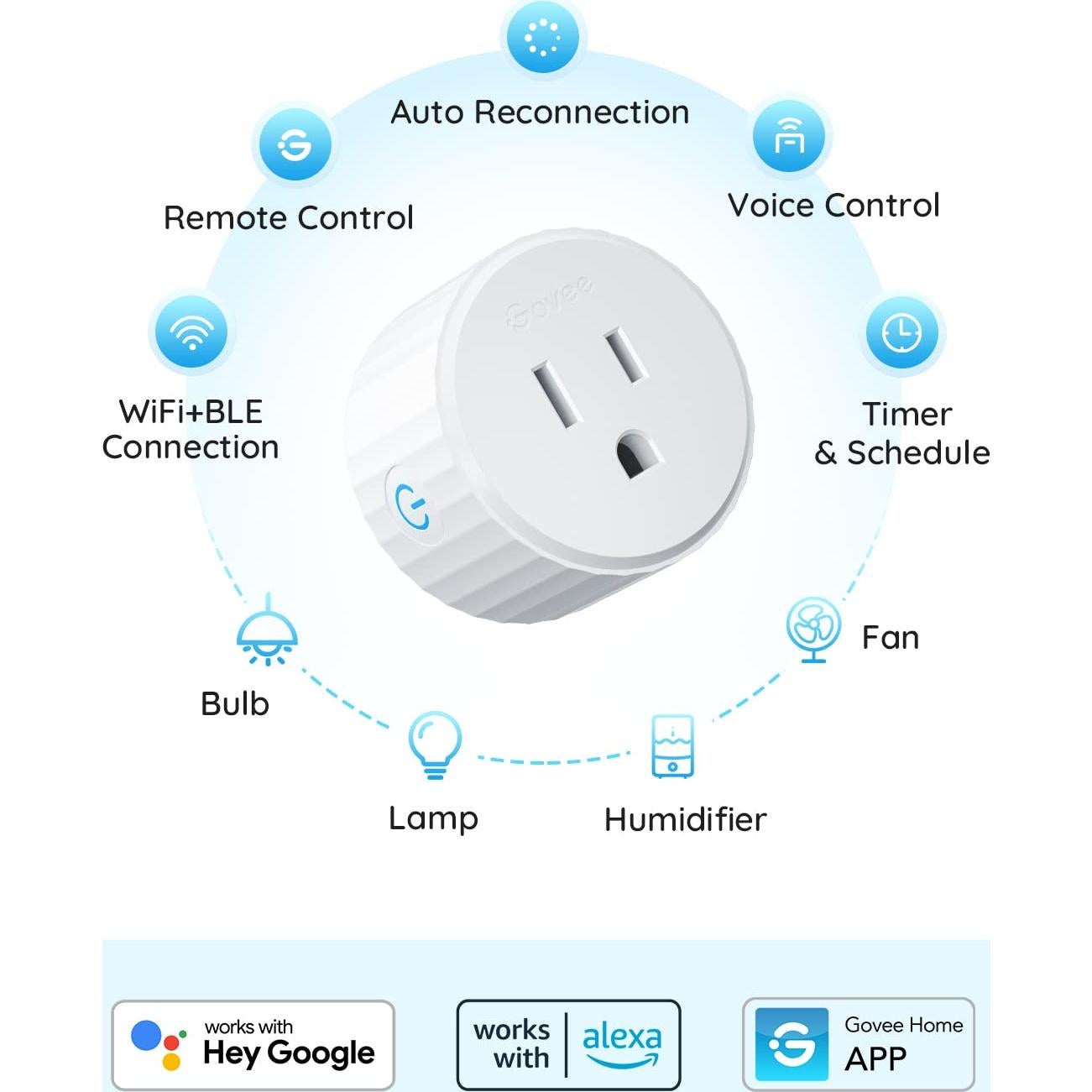 Enchufe Inteligente Govee B5081 WiFi Control por Voz 4 Pzas