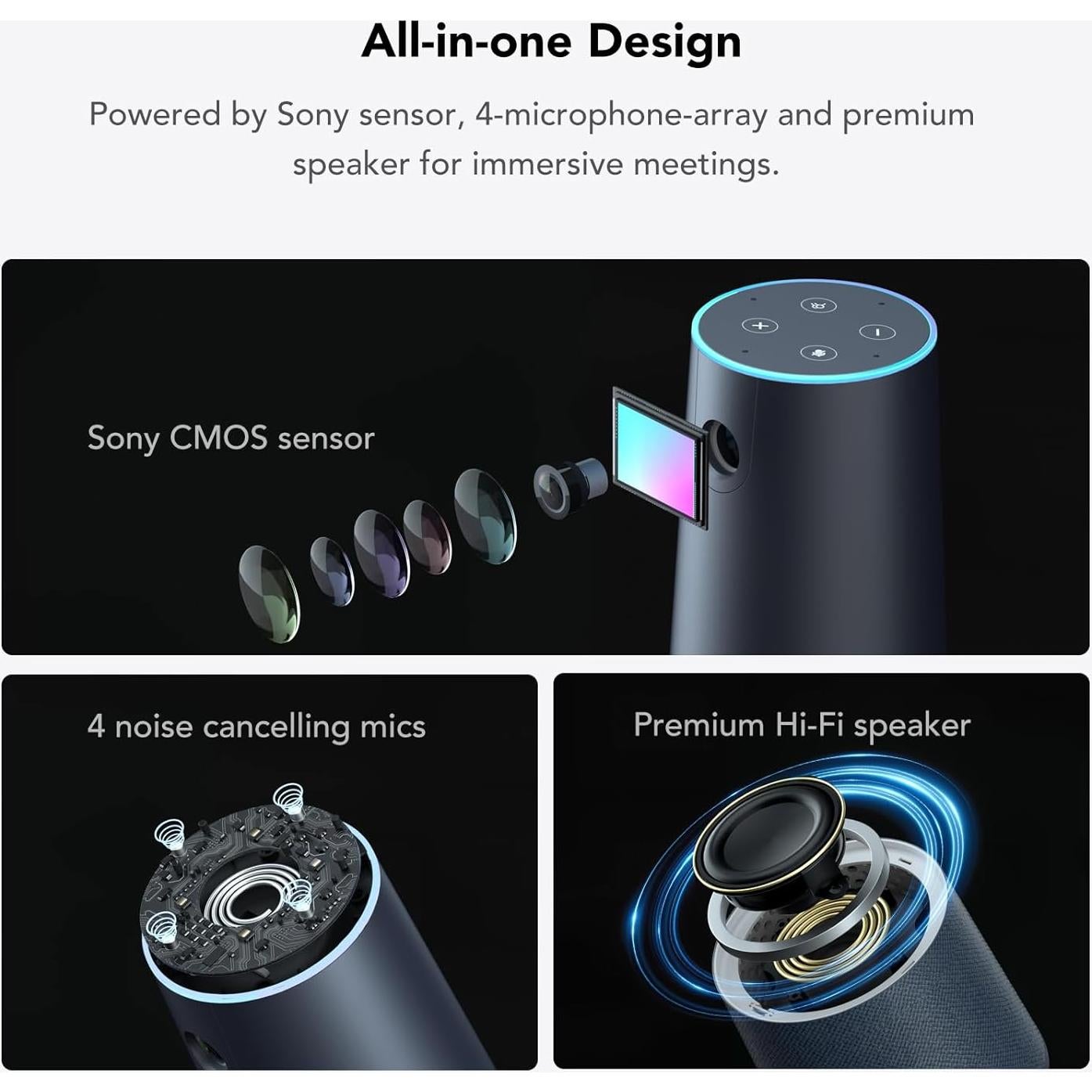 Cámara Web NUROUM C40 2K con Micrófono y Altavoz 120°
