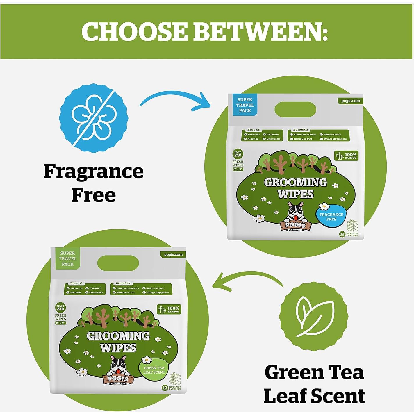 Toallitas Hipoalergénicas Pogi's 240 para Perros Té Verde