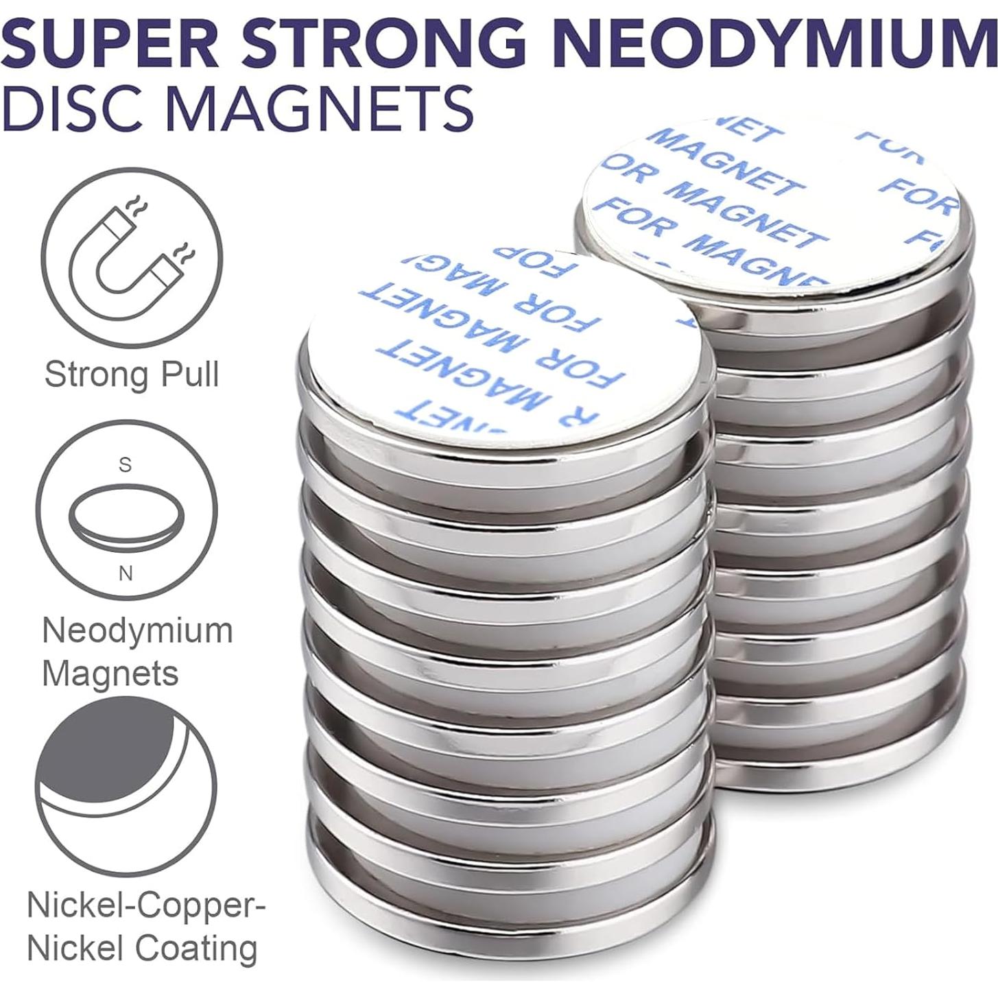 Imanes de Neodimio E BAVITE 3.2 cm - 6 Paquetes Adhesivos
