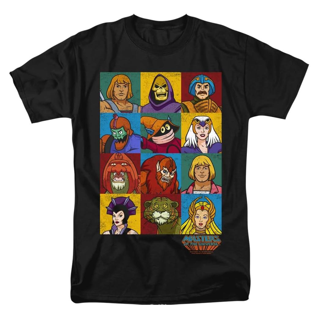 Popfunk Classic Masters of The Universe Character Heads Unisex Adult T Shirt