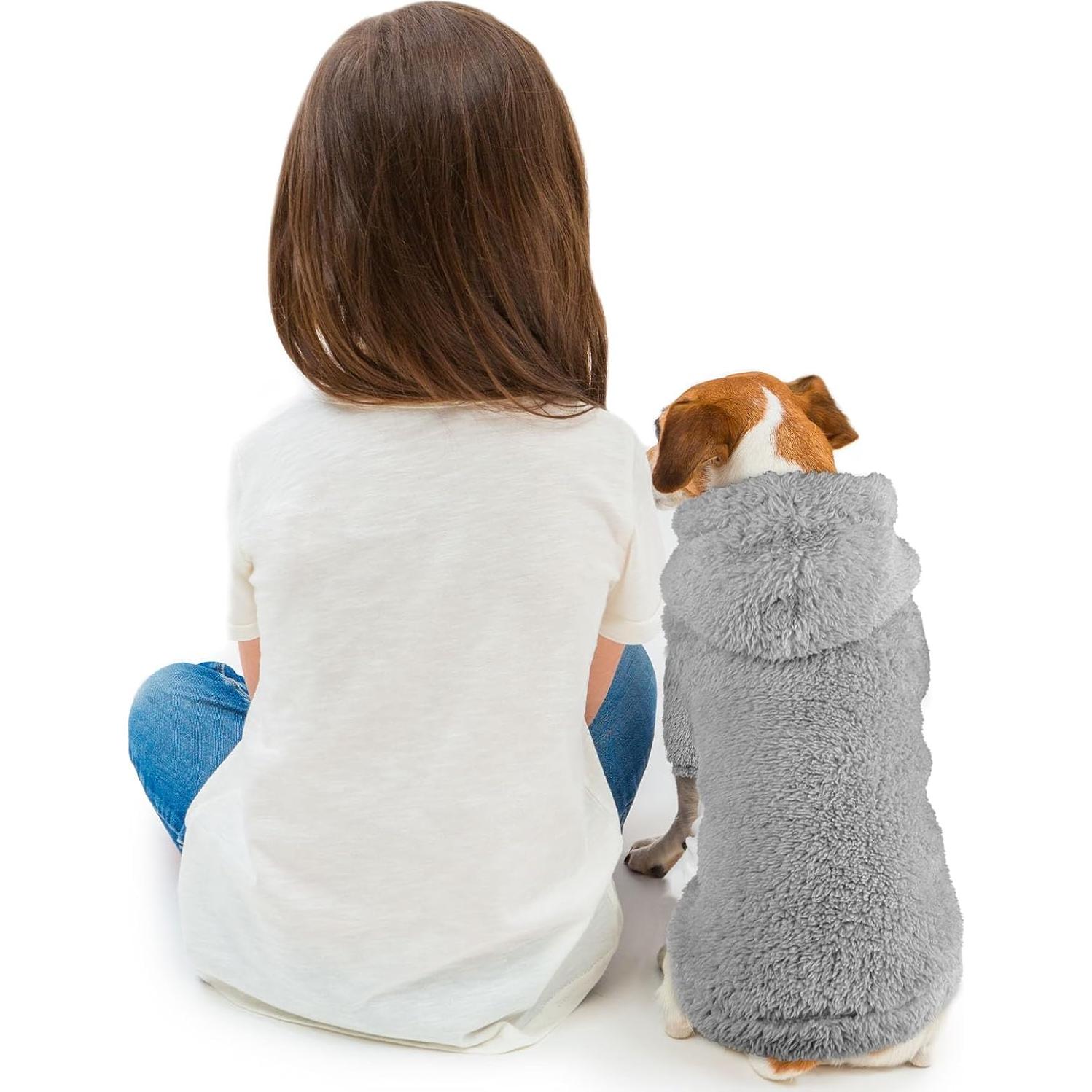 Sudadera para Perros QDYU Gris XS Suave de Felpa Doble Cara