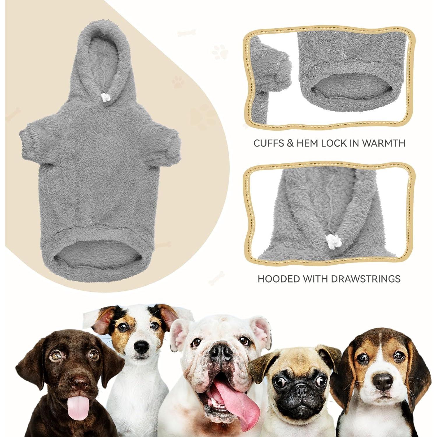 Sudadera para Perros QDYU Gris XS Suave de Felpa Doble Cara