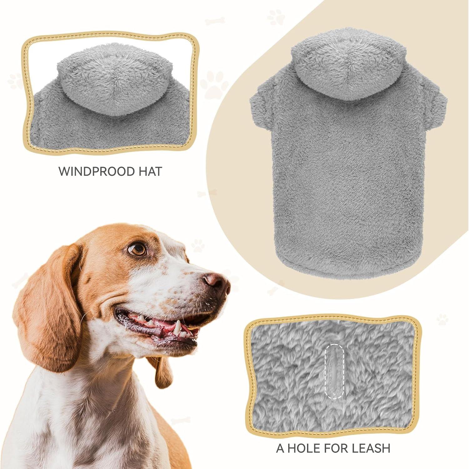 Sudadera para Perros QDYU Gris XS Suave de Felpa Doble Cara