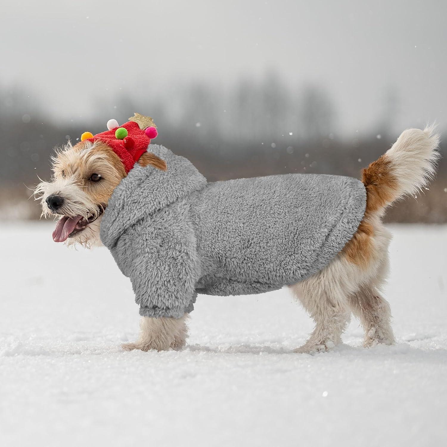 Sudadera para Perros QDYU Gris XS Suave de Felpa Doble Cara