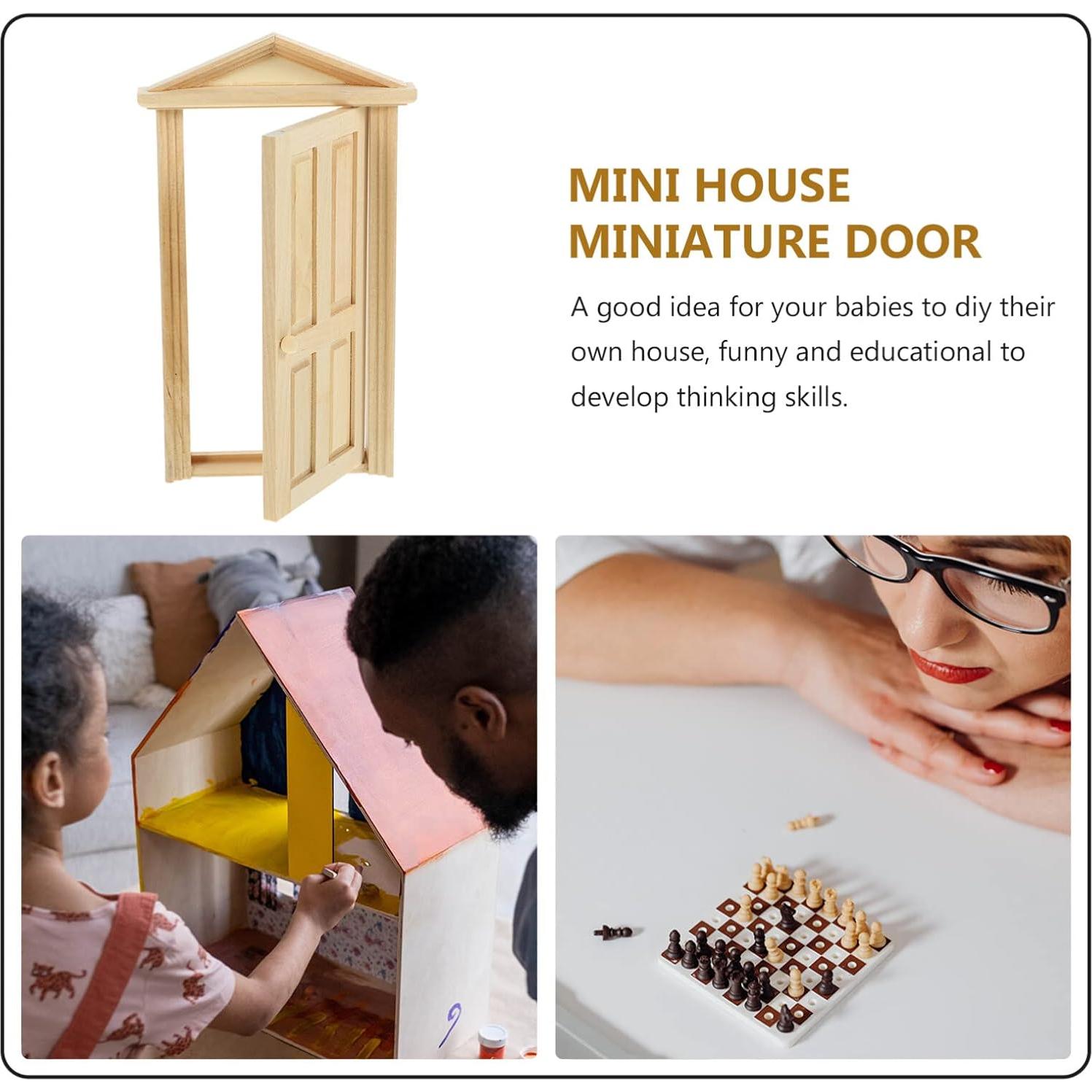 Puerta de Madera Mini Zerodeko 1:12 para Casa de Muñecas