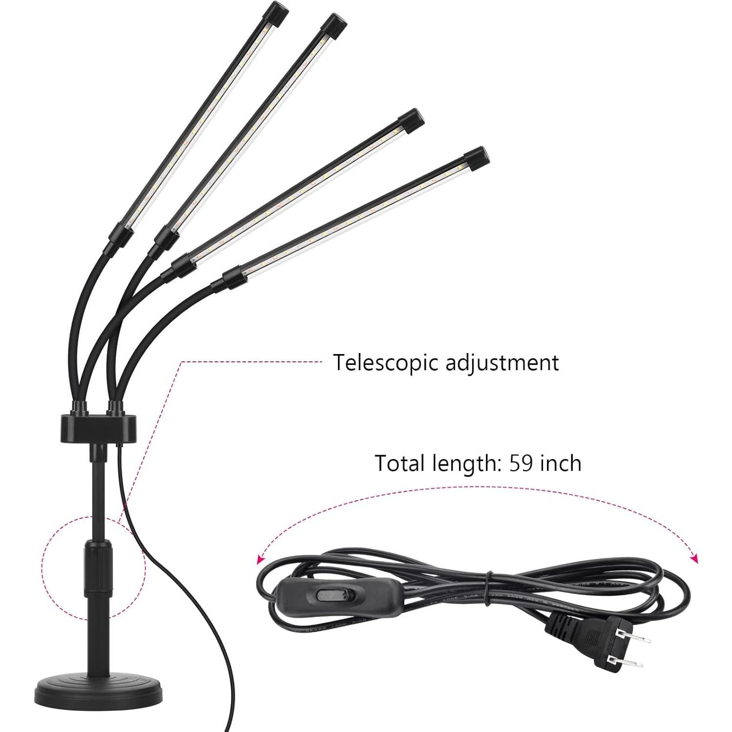 Luz de Crecimiento LED Cuatro Cabezas SYEIORAOM Espectro Completo