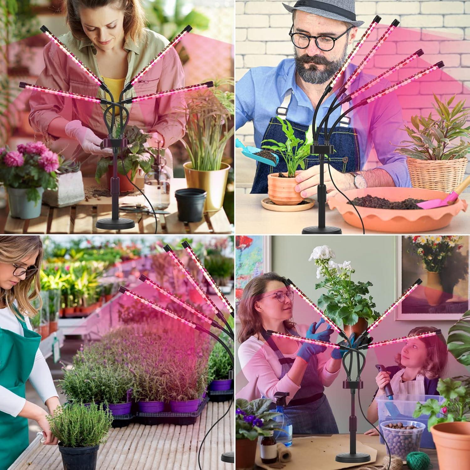 Luz de Crecimiento LED Cuatro Cabezas SYEIORAOM Espectro Completo