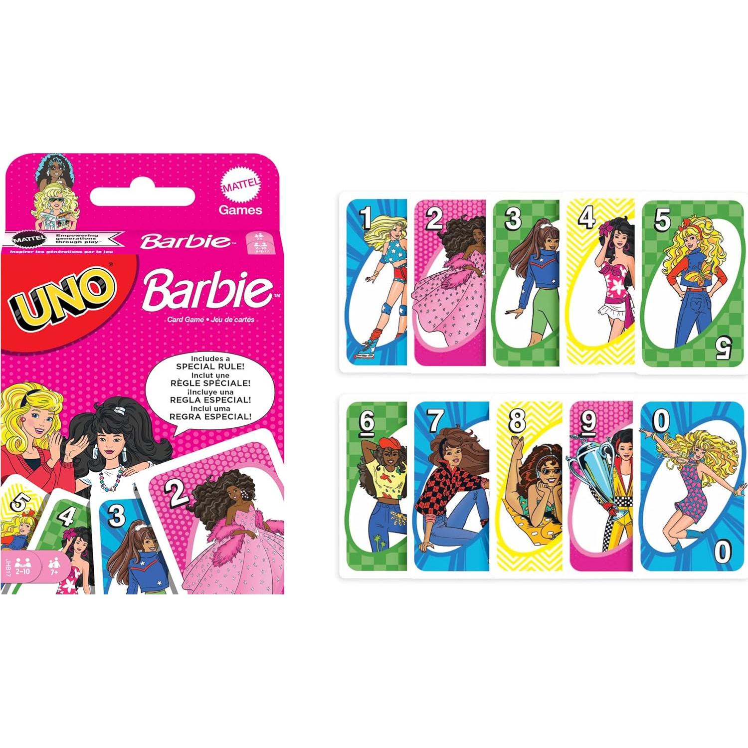 Juego de Cartas UNO Barbie Mattel con Regla Especial