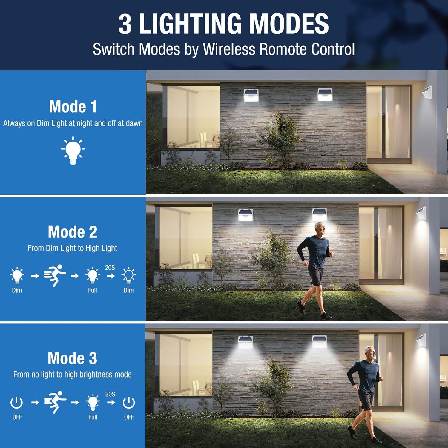 Luces Solares Peasur WS Paquete de 6 140 LED Sensor Movimiento