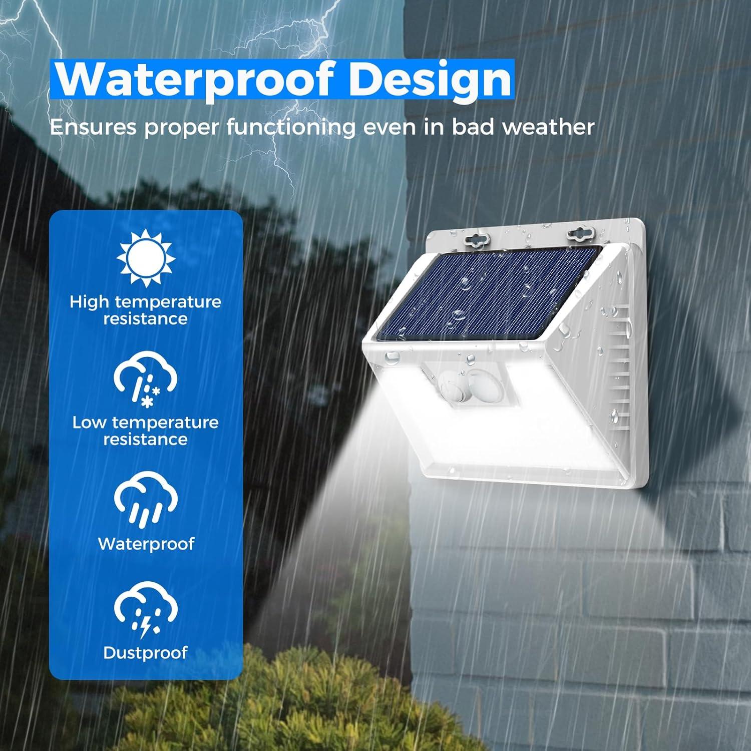 Luces Solares Peasur WS Paquete de 6 140 LED Sensor Movimiento