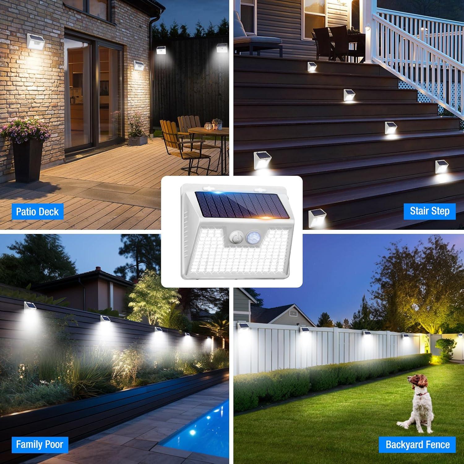 Luces Solares Peasur WS Paquete de 6 140 LED Sensor Movimiento