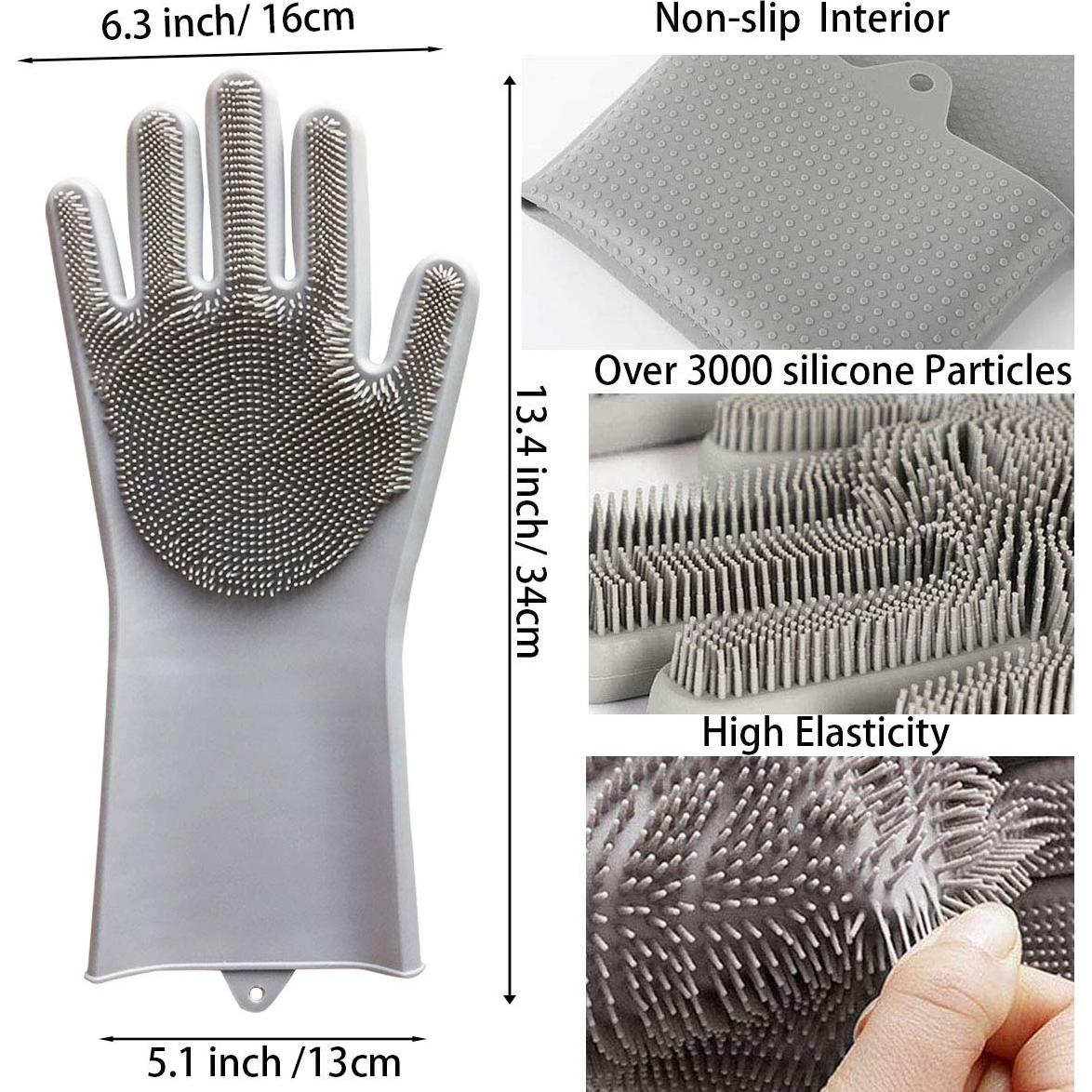 Guante de Acicalamiento para Mascotas Kissria - Silicona Gris