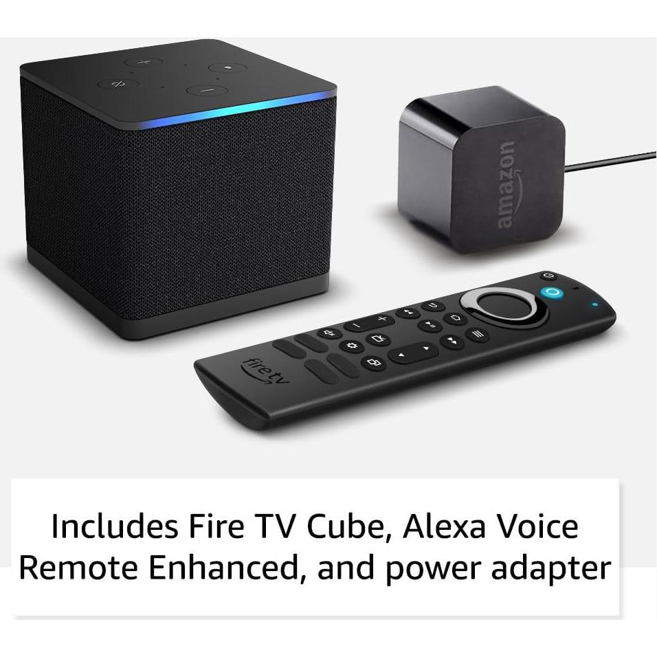 Fire TV Cube, with AI-powered Fire TV Search, Hands-free streaming device with Alexa, Wi-Fi 6E, 4K Ultra HD