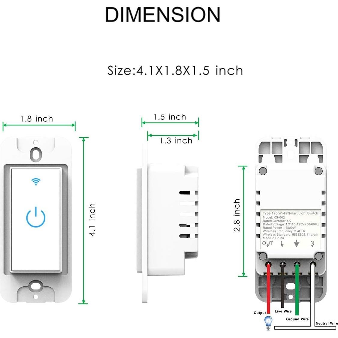 Interruptor de Luz Inteligente Lesim Doble WiFi 2 Pack