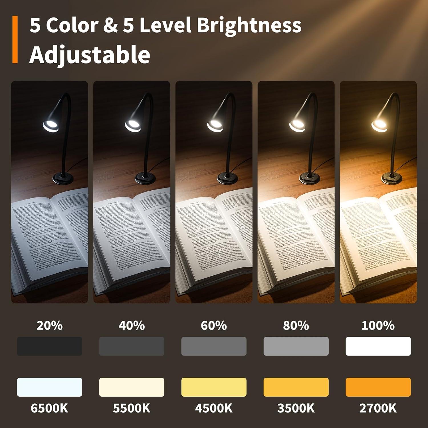 Lámpara de lectura LED Kaulsoue KX06, luz suave ajustable