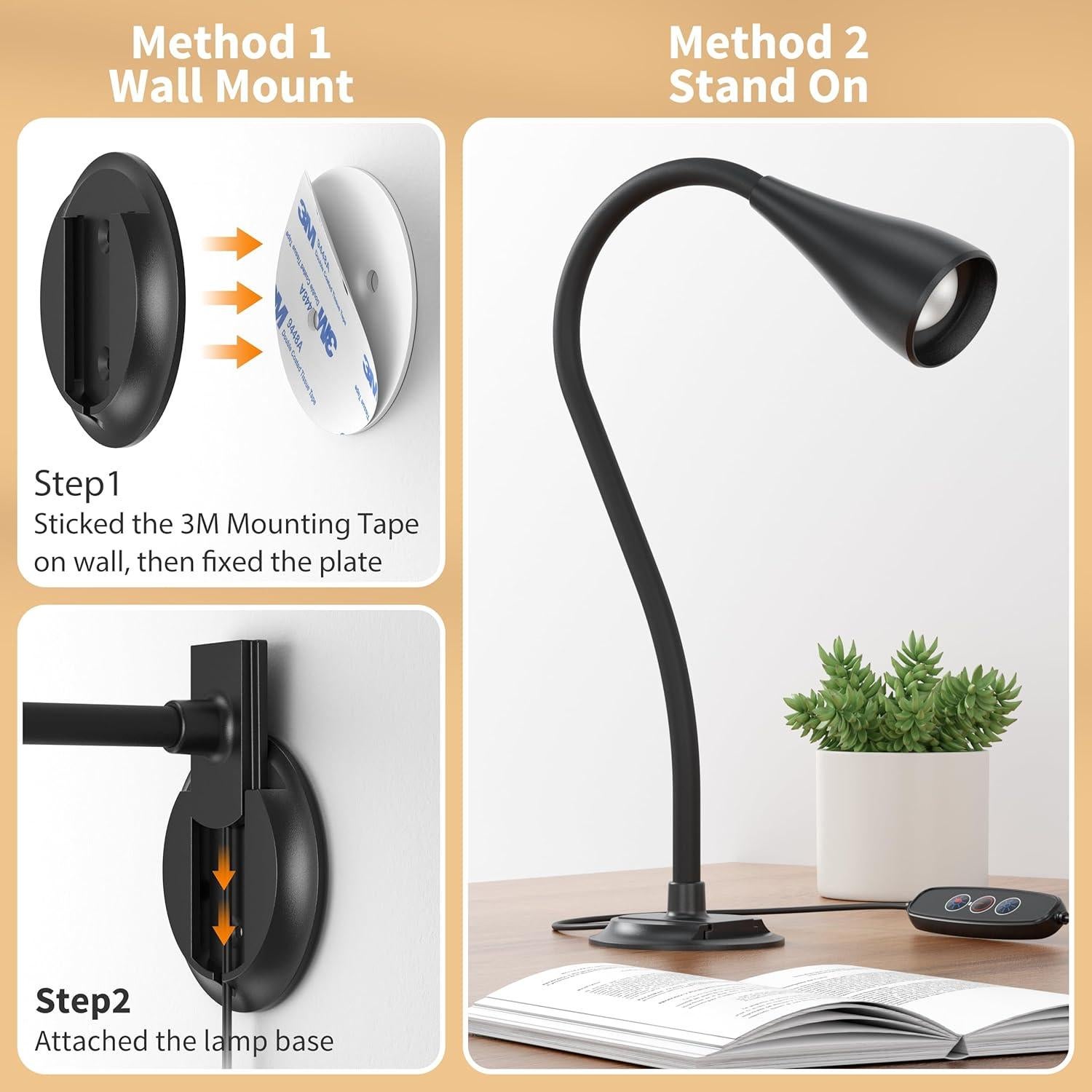 Lámpara de lectura LED Kaulsoue KX06, luz suave ajustable