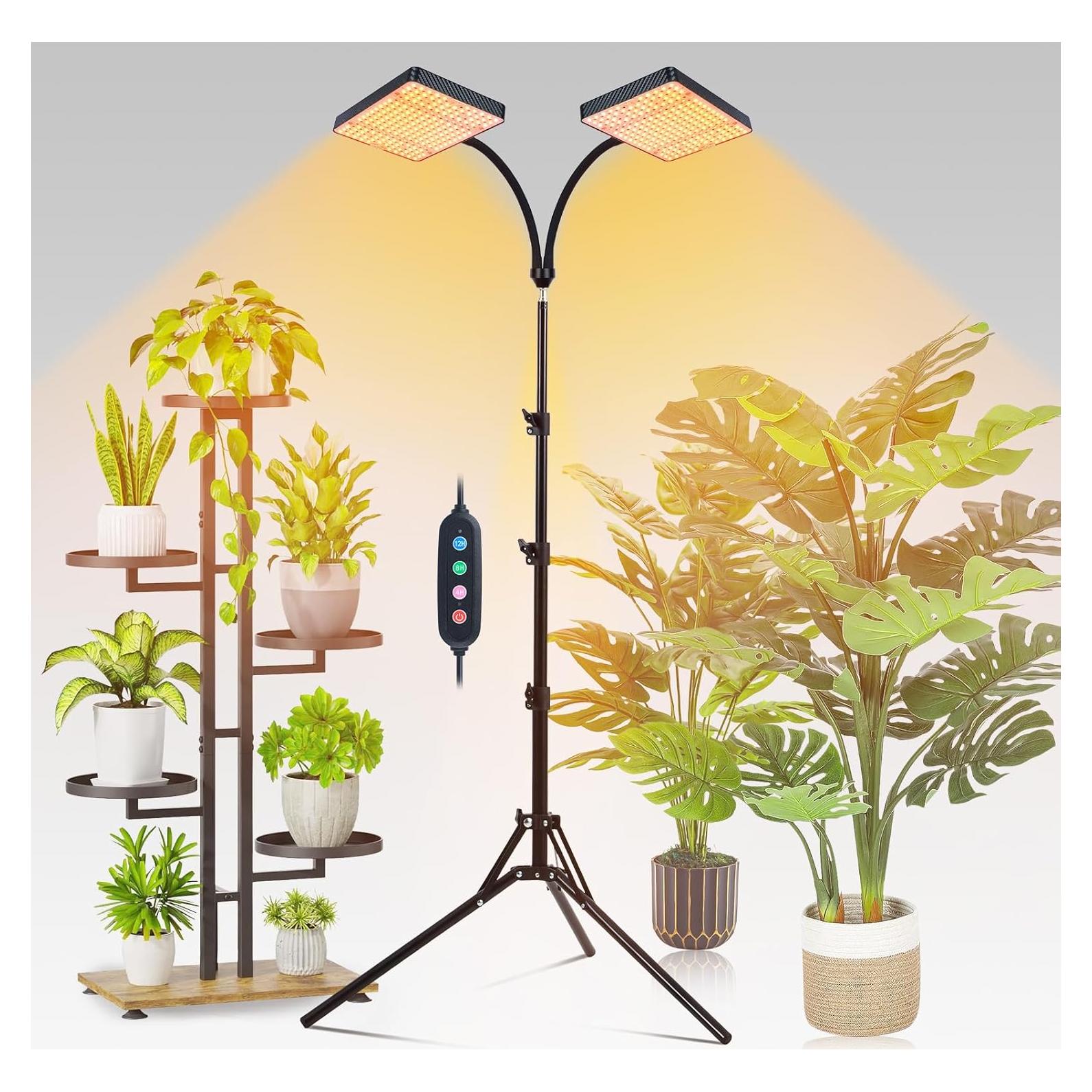 Luz de Crecimiento LED FECiDA 50W 2 Cabezas con Soporte