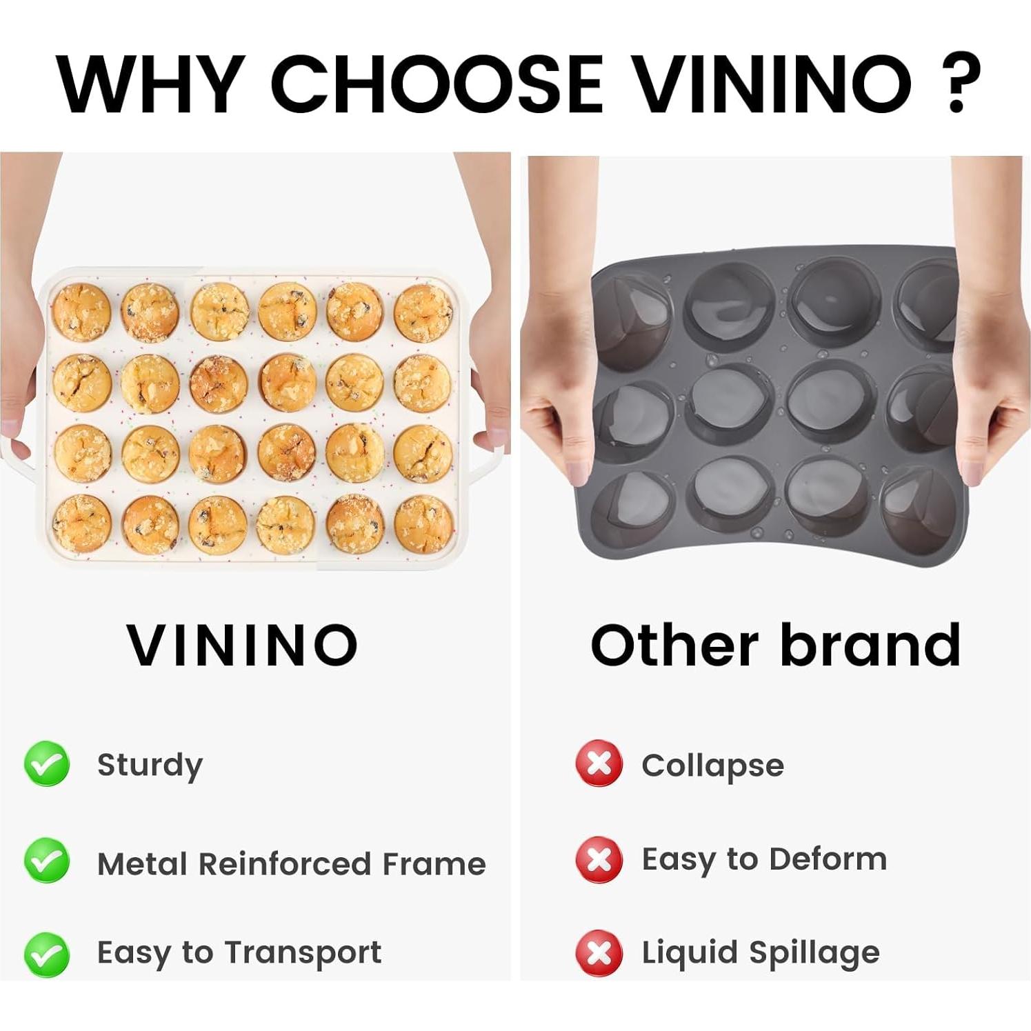 Molde para Muffin Mini Vinino 24 Tazas Silicona Antiadherente