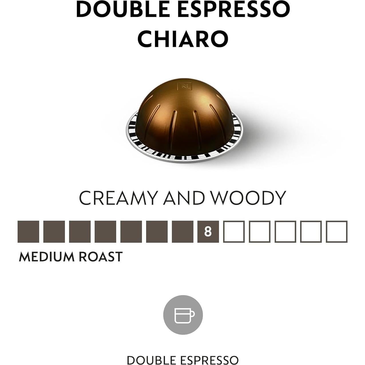 Cápsulas de Café Nespresso Vertuo Doble Espresso Chiaro 30 Unidades