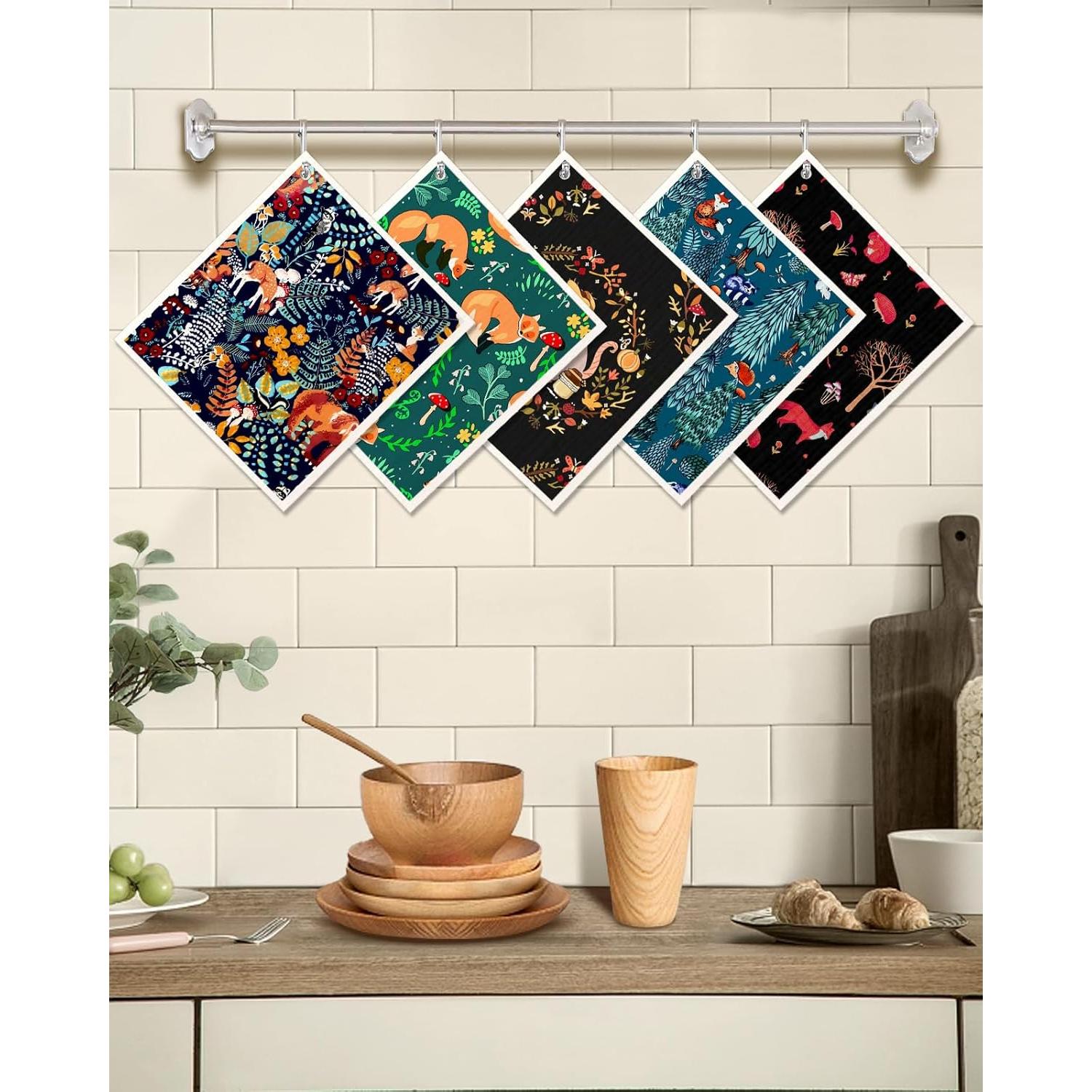 Paños de Cocina Reutilizables Miss Adola Bosque Animal - 5 Piezas