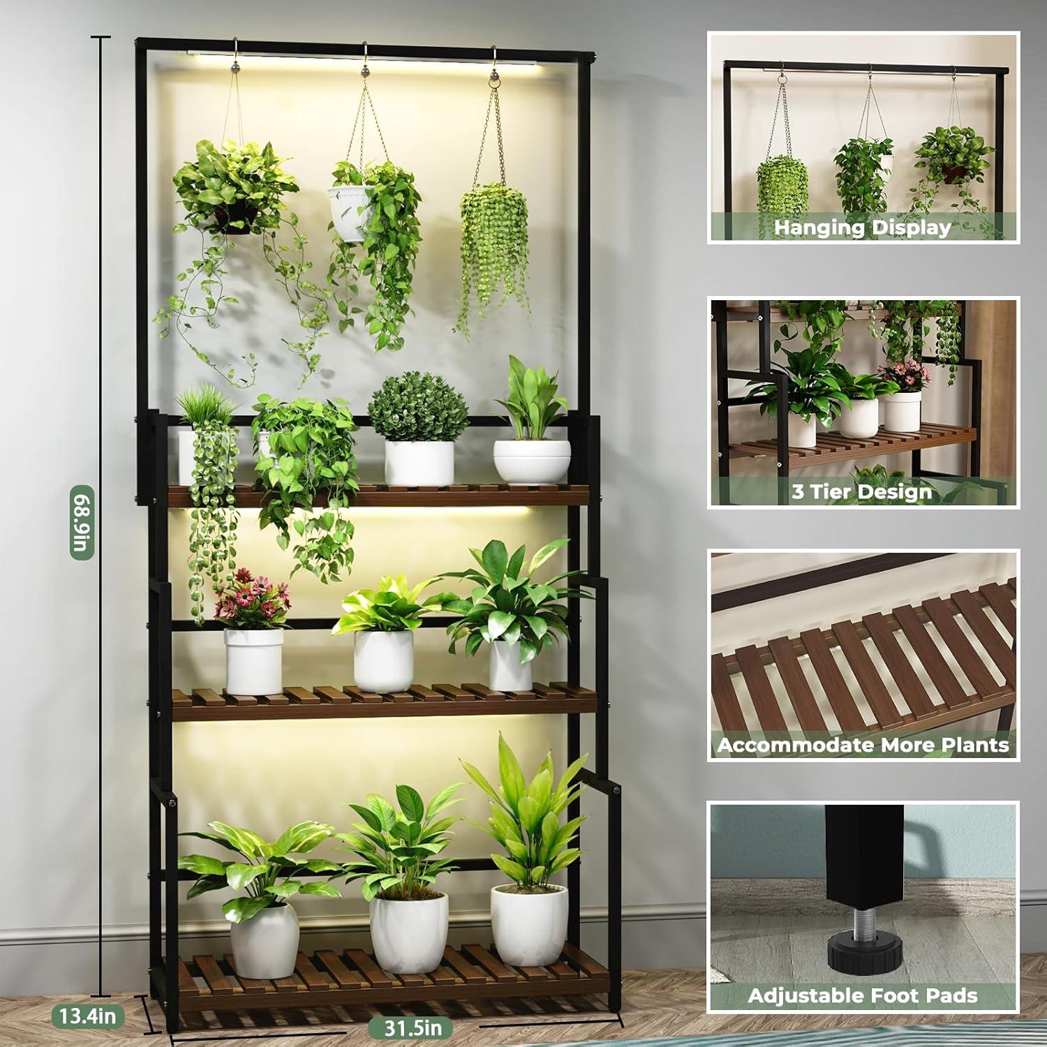 Soporte de Planta Colgante Nedechom con Luz de Crecimiento 3 Niveles