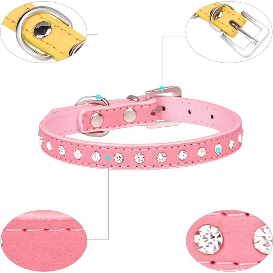 Collar para Perros Pequeños Serijoars Rosa Strass XS