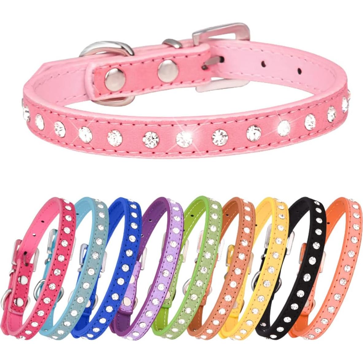 Collar para Perros Pequeños Serijoars Rosa Strass XS