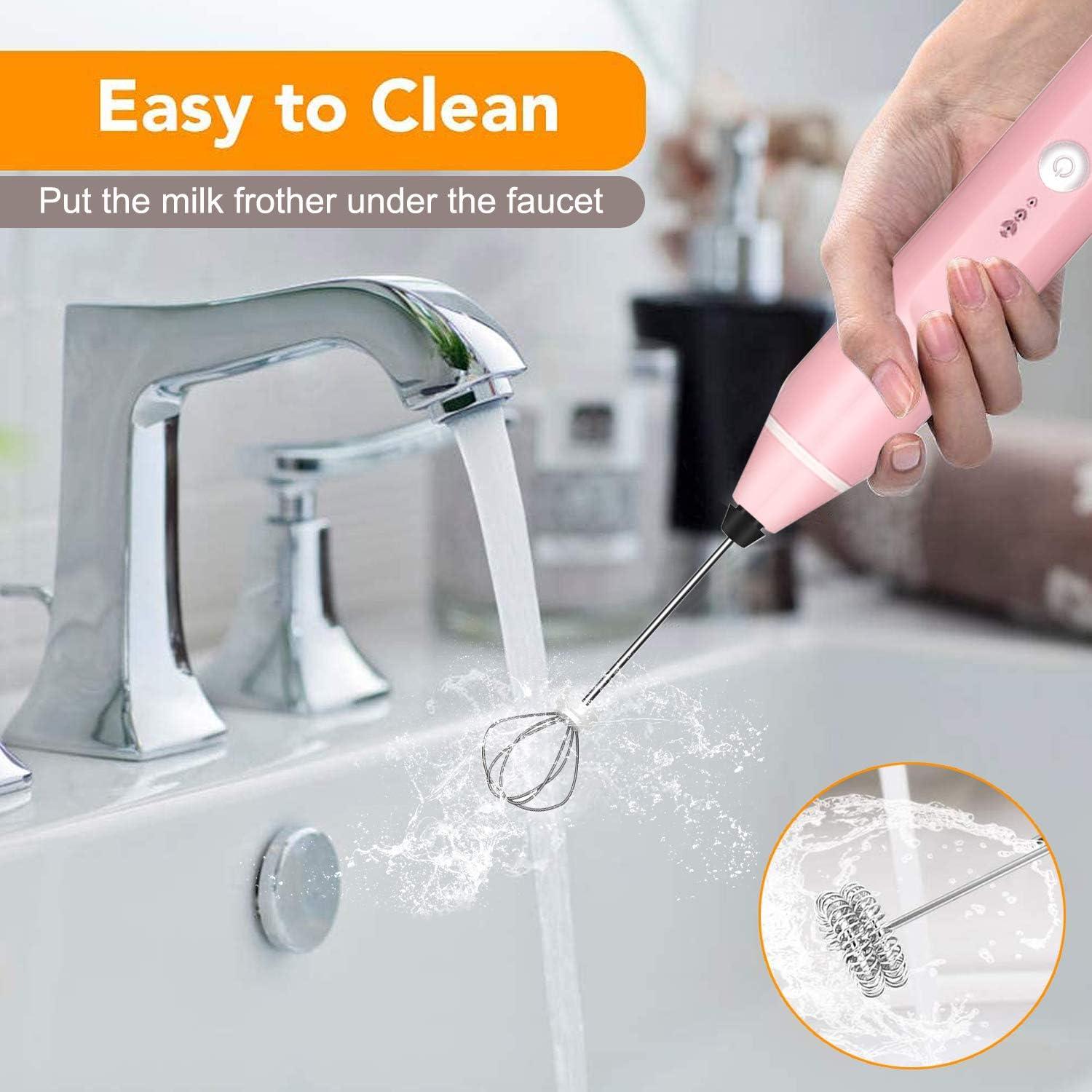 Espumador de Leche Recargable Gbivbe Rosa 3 Velocidades