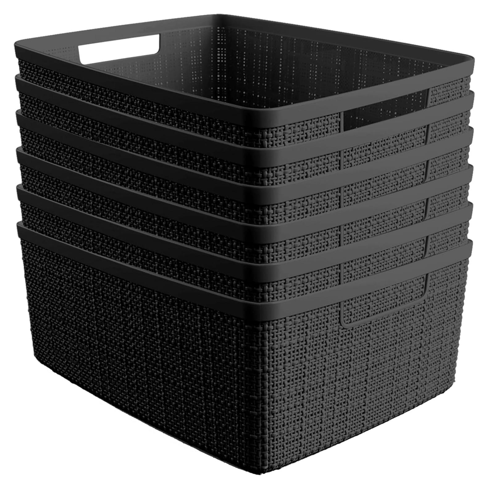 Conjunto de 6 Cestas de Almacenamiento Curver Medianas Negras