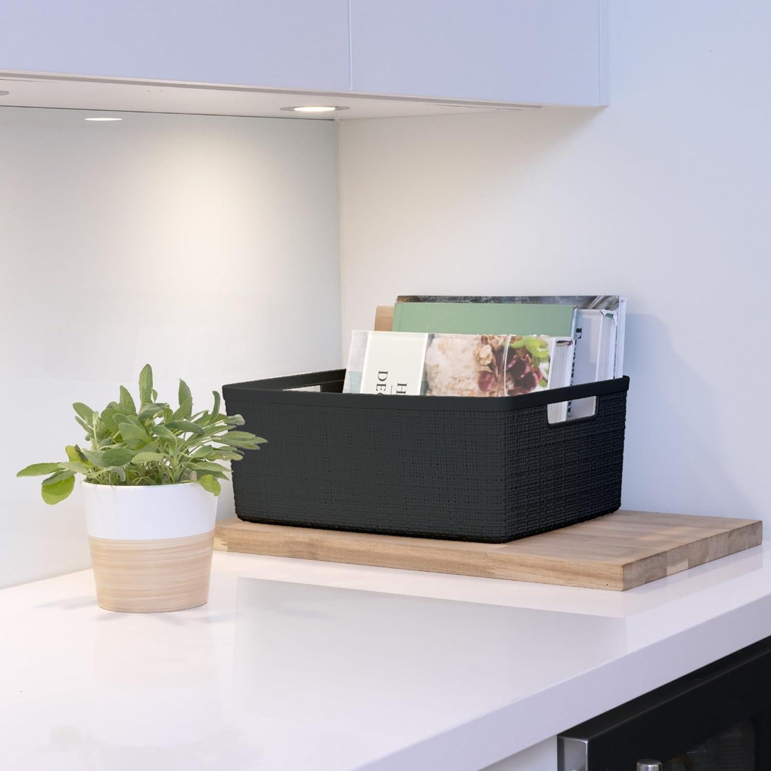 Conjunto de 6 Cestas de Almacenamiento Curver Medianas Negras