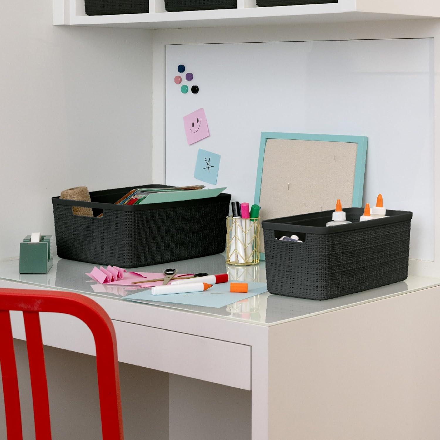 Conjunto de 6 Cestas de Almacenamiento Curver Medianas Negras