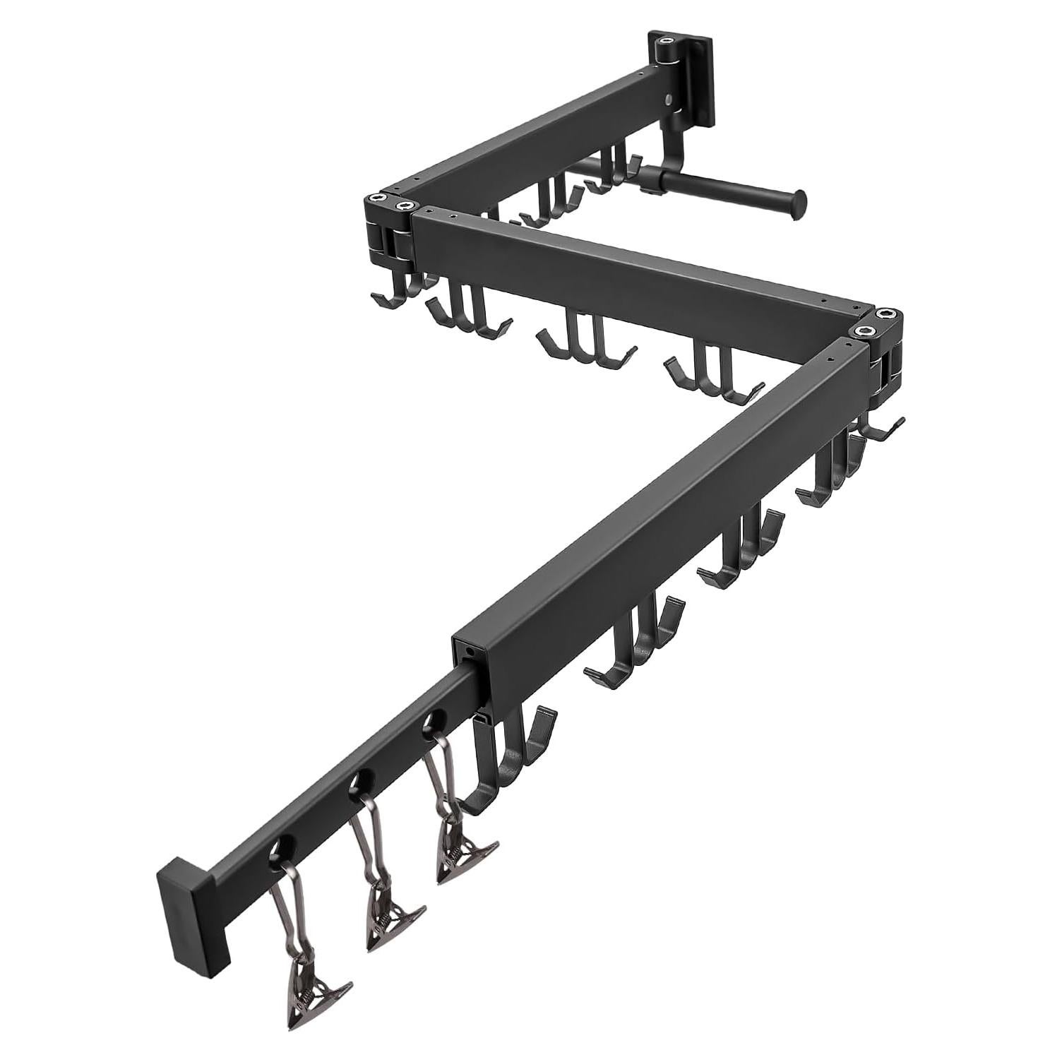 Estante Plegable de Secado RFOUO Montado en Pared Negro